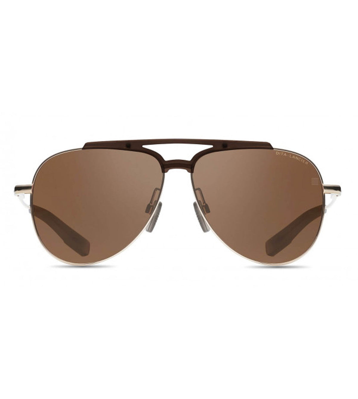 DITA DLS401 Aviator Sunglasses in Brown White Gold, front view