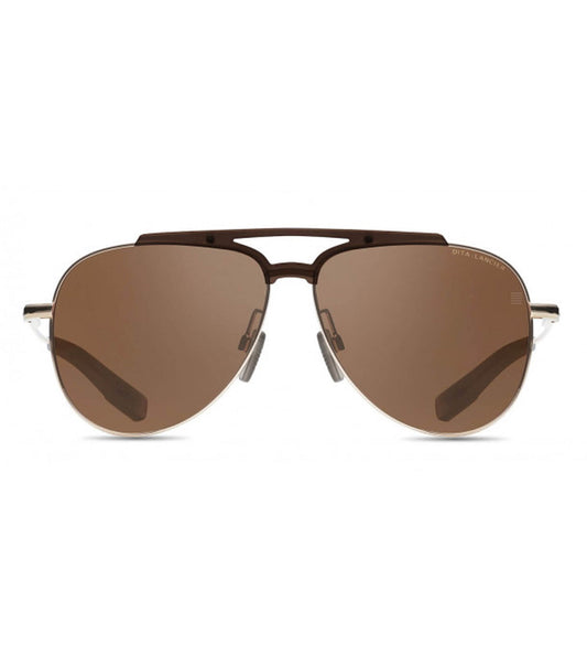 DITA DLS401 Aviator Sunglasses in Brown White Gold, front view