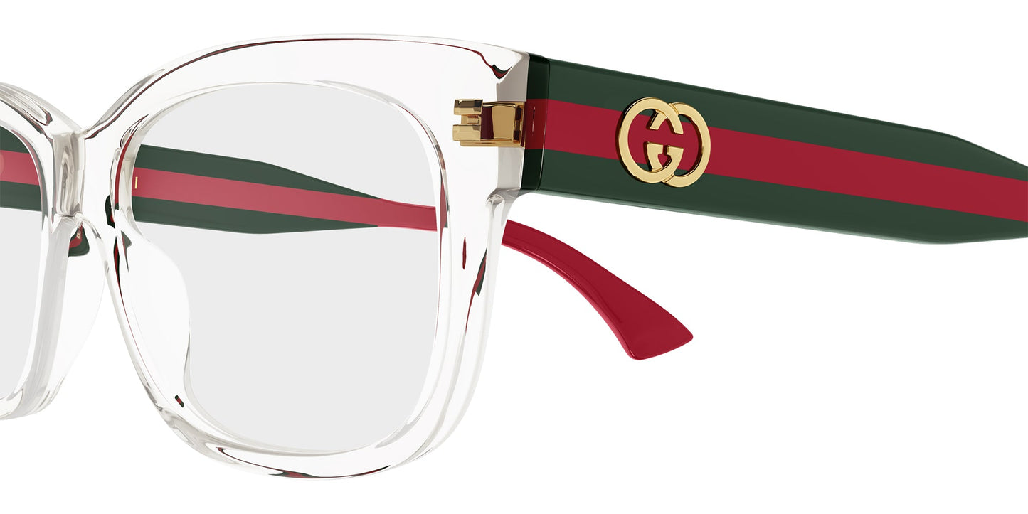Gucci GG0278ON Square Eyeglasses in Green/Crystal, angle view