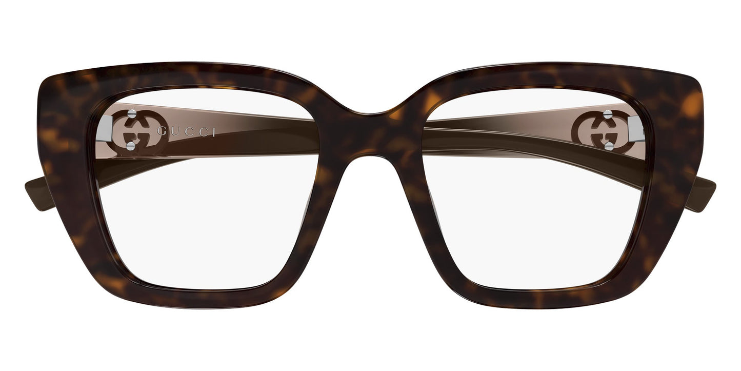 Gucci GG2028O Cat Eye Eyeglasses in Havana/Brown, front view