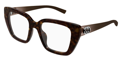 Gucci GG2028O Cat Eye Eyeglasses in Havana/Brown, side view