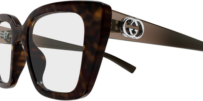 Gucci GG2028O Cat Eye Eyeglasses in Havana/Brown, angle view