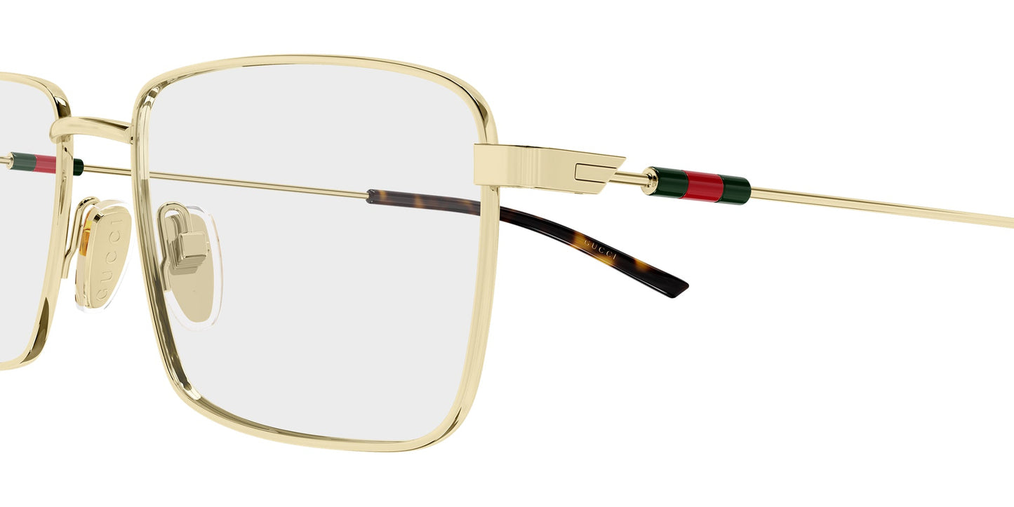 Gucci GG2098O Rectangle Eyeglasses in Gold, angle view