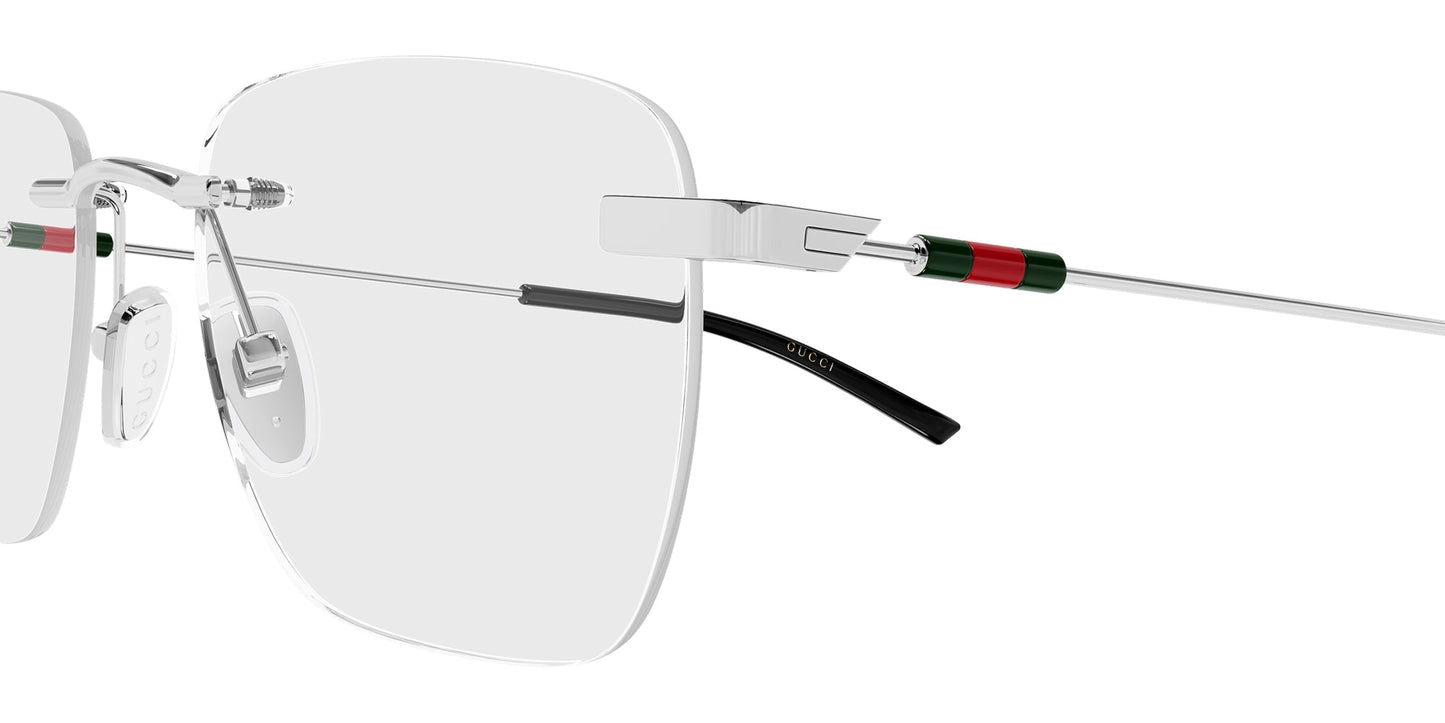 Gucci GG2099O Rectangle Eyeglasses in Silver, angle view