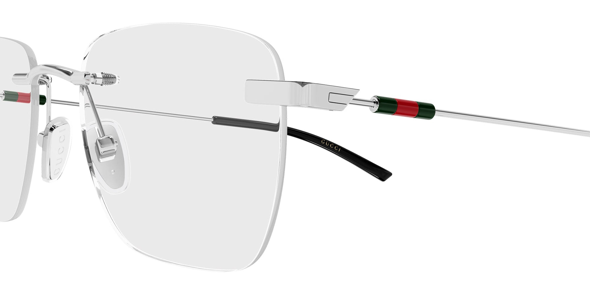 Gucci GG2099O Rectangle Eyeglasses in Silver, angle view