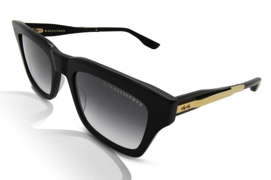 DITA WASSERMAN Rectangle Sunglasses in Grey Gradient Shiny Black Yellow Gold, front view