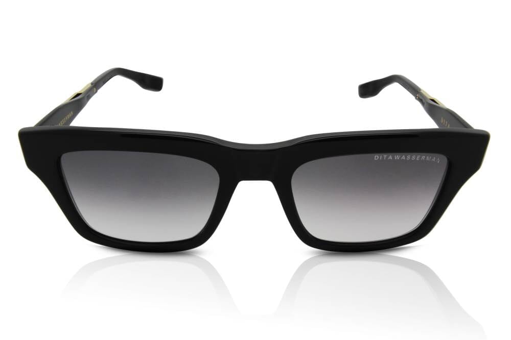 DITA WASSERMAN Rectangle Sunglasses in Grey Gradient Shiny Black Yellow Gold, angle view