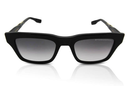 DITA WASSERMAN Rectangle Sunglasses in Grey Gradient Shiny Black Yellow Gold, angle view
