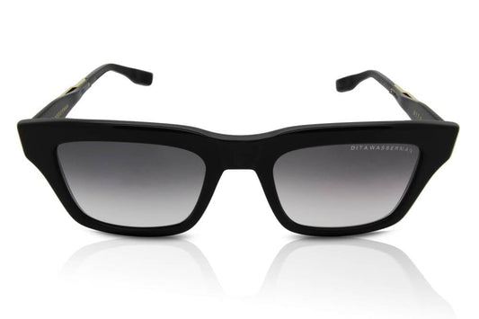 DITA WASSERMAN Rectangle Sunglasses in Grey Gradient Shiny Black Yellow Gold, angle view