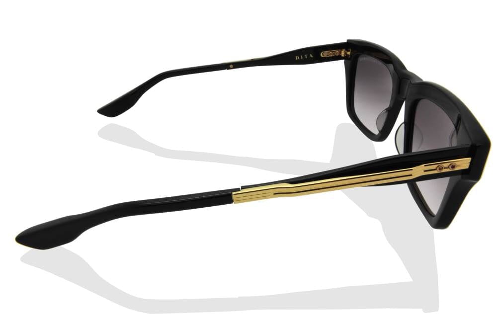 DITA WASSERMAN Rectangle Sunglasses in Grey Gradient Shiny Black Yellow Gold, side view