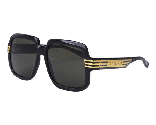 Gucci GG0979S Square Sunglasses in Solid Grey Lenses With Black Frame, side view