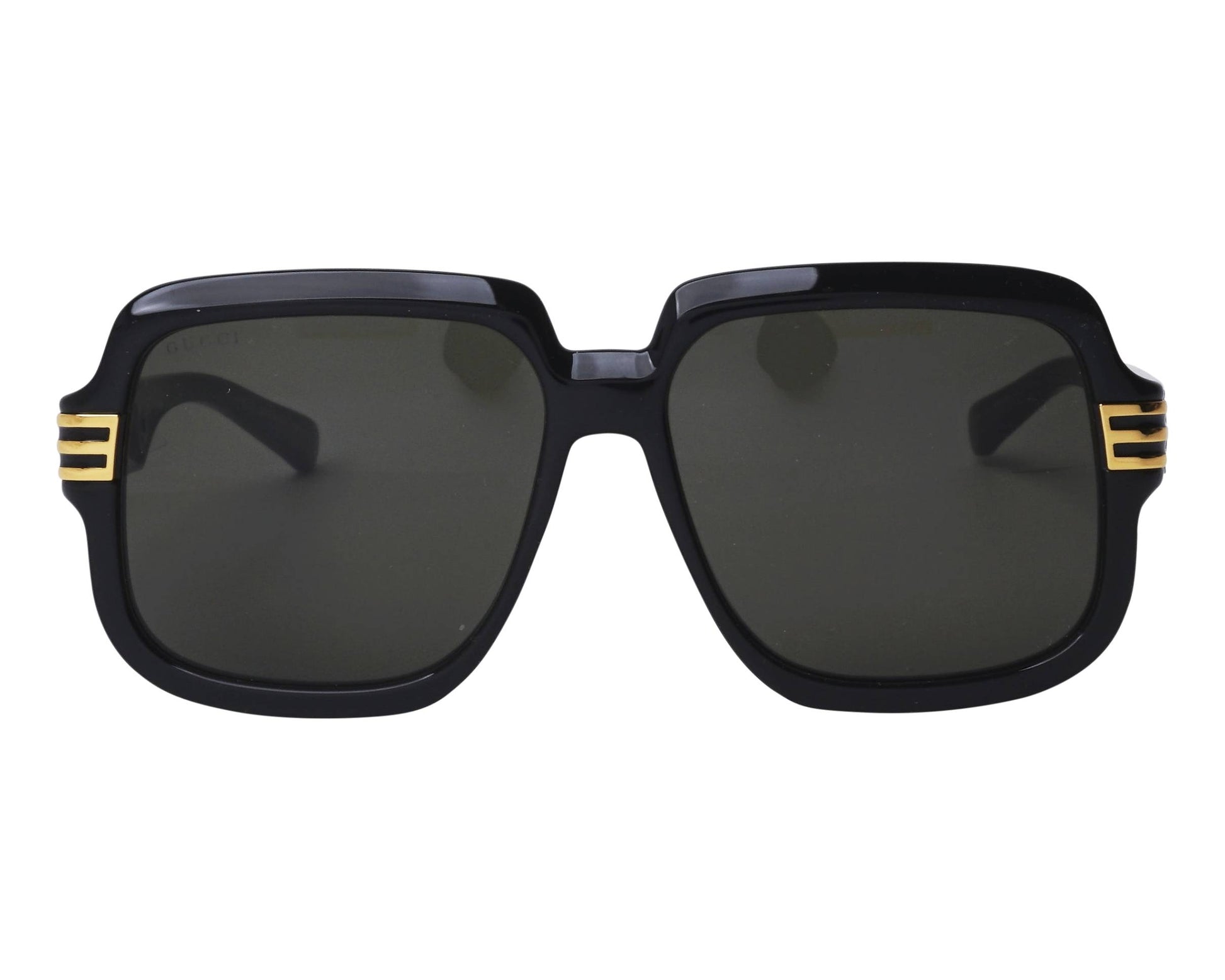 Gucci GG0979S Square Sunglasses in Solid Grey Lenses With Black Frame, front view