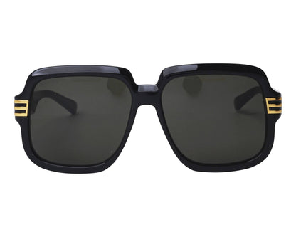 Gucci GG0979S Square Sunglasses in Solid Grey Lenses With Black Frame, front view
