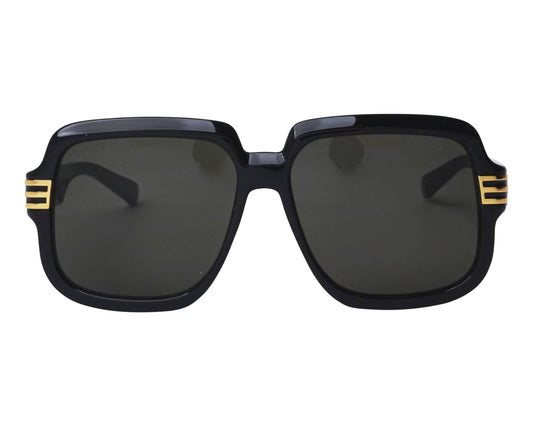 Gucci GG0979S Square Sunglasses in Solid Grey Lenses With Black Frame, front view