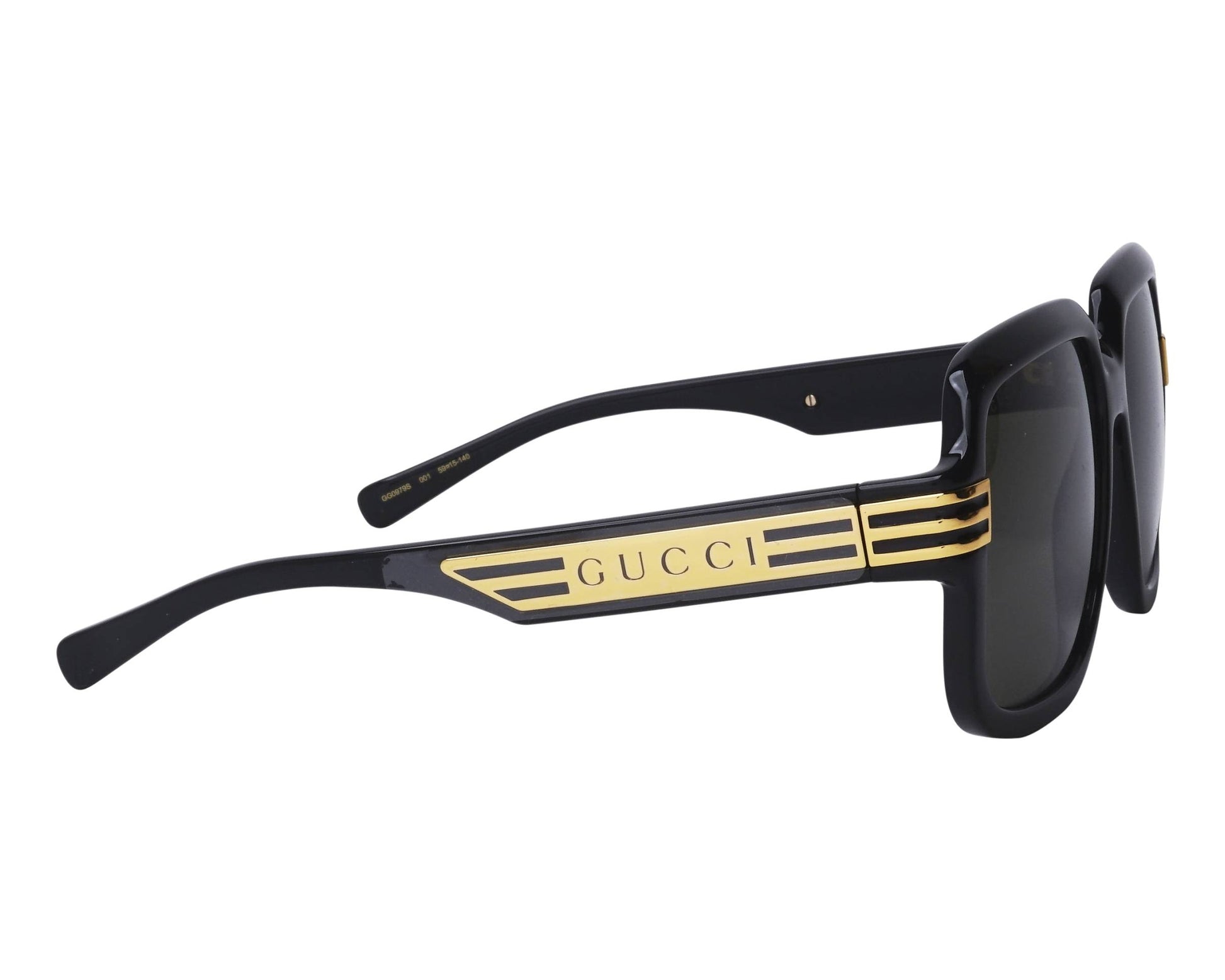 Gucci GG0979S Square Sunglasses in Solid Grey Lenses With Black Frame, angle view