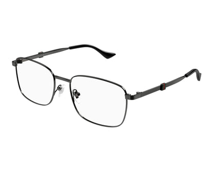 Gucci GG1442O Square Eyeglasses in Shiny Dark Ruthenium, angle view