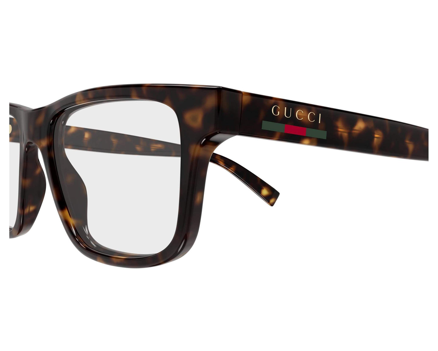 Gucci GG1987O Rectangle Eyeglasses in Transparent / Havana, angle view
