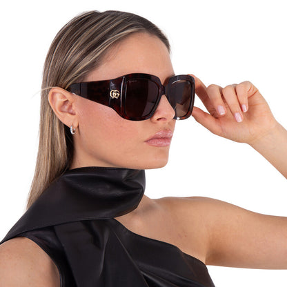 Gucci GG1402S Square Sunglasses in Brown / Havana, angle view