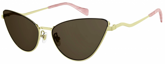 Gucci GG1006S Cat Eye Sunglasses in Brown Gold, detail view