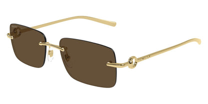 Gucci GG1703S Rectangle Sunglasses in Brown/Gold, front view
