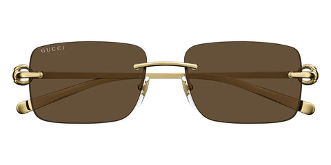 Gucci GG1703S Rectangle Sunglasses in Brown/Gold, detail view