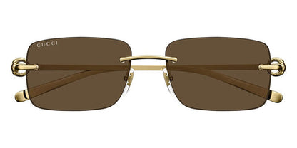 Gucci GG1703S Rectangle Sunglasses in Brown/Gold, detail view