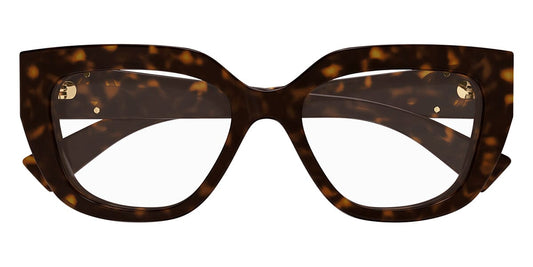 Gucci GG1847O Cat Eye Eyeglasses in Clear/Havana Gold, side view