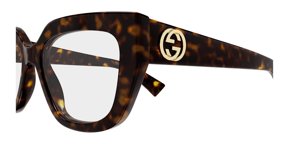 Gucci GG1847O Cat Eye Eyeglasses in Clear/Havana Gold, angle view