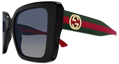 Gucci GG1861S Square Sunglasses in Grey/Black (005), angle view