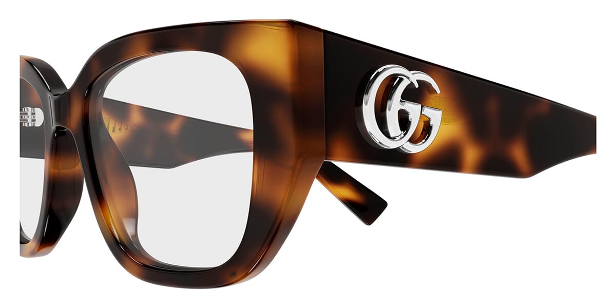 Gucci GG1952O Square Eyeglasses in Clear/Tortoise, detail view