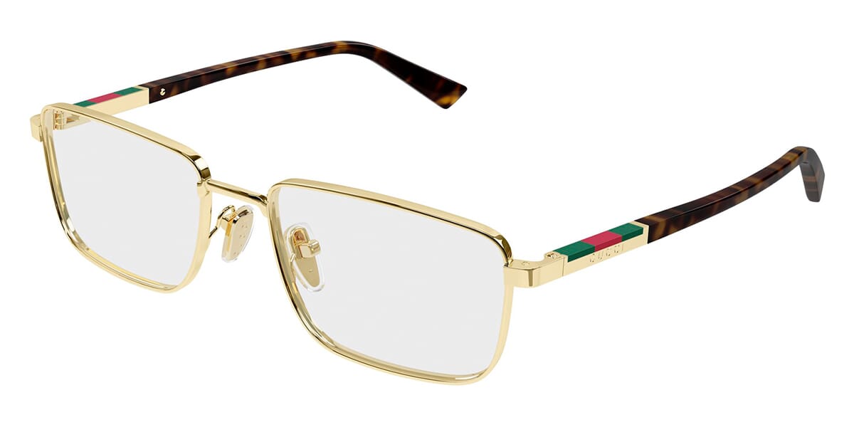 Gucci GG1964O Rectangle Eyeglasses in Clear/Gold, side view