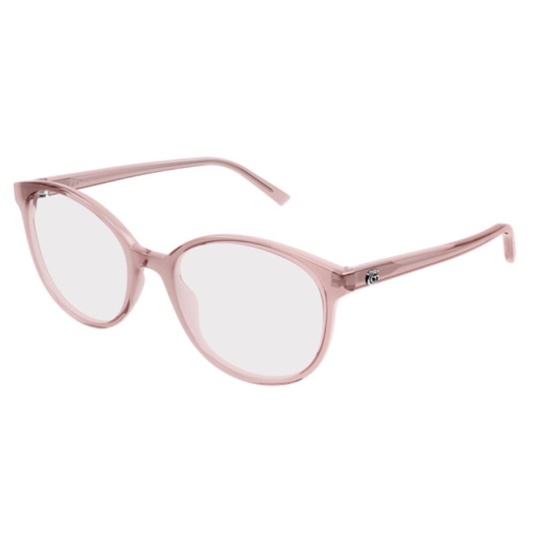 Gucci GG1996O Oval Eyeglasses in Transparent Pink, angle view