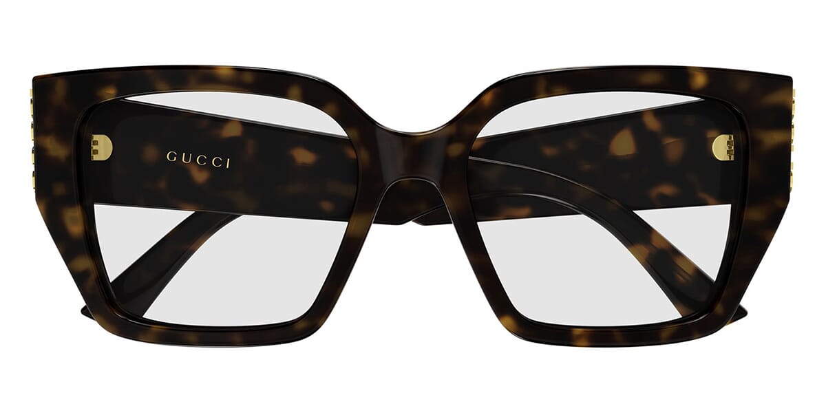 Gucci GG2042O Square Eyeglasses in Havana, side view