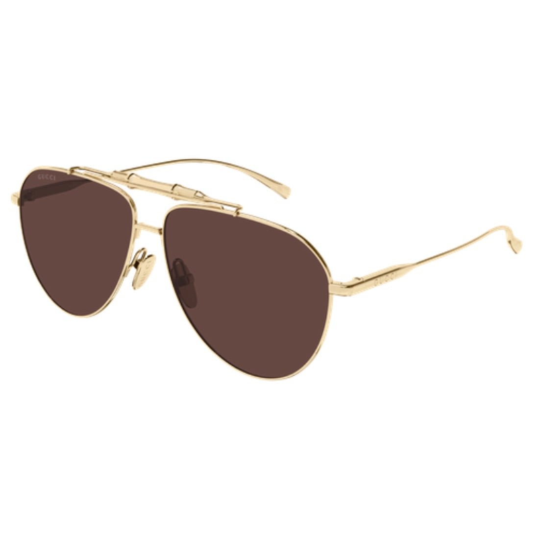 Gucci GG2064S Pilot Sunglasses in Brown/Gold, front view