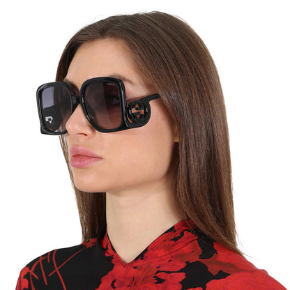Gucci GG1326S Square Sunglasses in Grey Gradient / Black, angle view