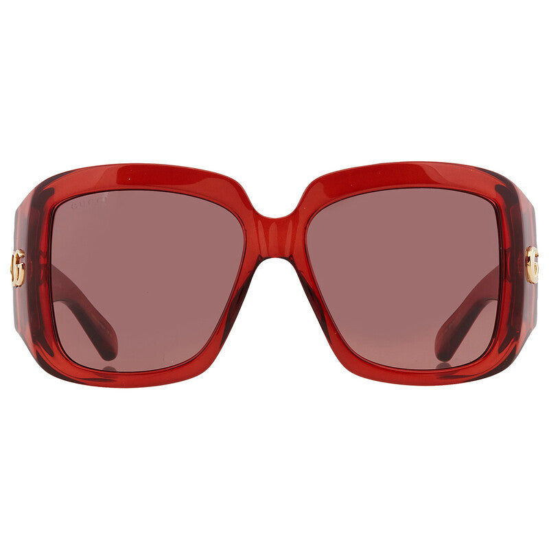 Gucci GG1402S Square Sunglasses in Grey / Red, front view