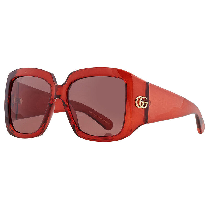 Gucci GG1402S Square Sunglasses in Grey / Red, back view