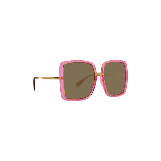 Gucci GG0903S Square Sunglasses in Smoke/Gold, angle view