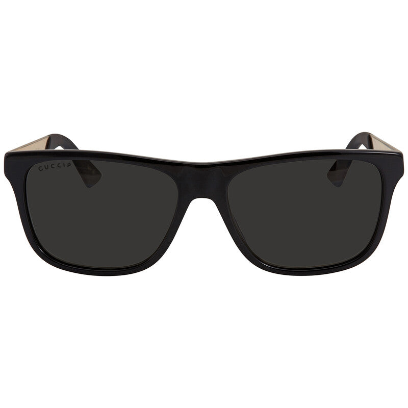 Gucci GG0687S Rectangle Sunglasses in Grey / Black, front view