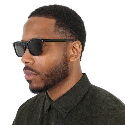 Gucci GG0687S Rectangle Sunglasses in Grey / Black, angle view