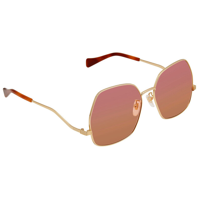 Gucci GG0972S Square Sunglasses in Pink Gold, front view