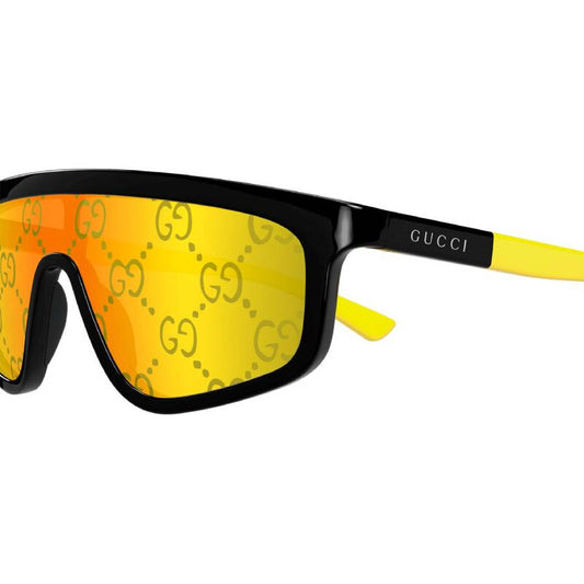 Gucci GG1736S Geometric Sunglasses in Yellow/Black, angle view
