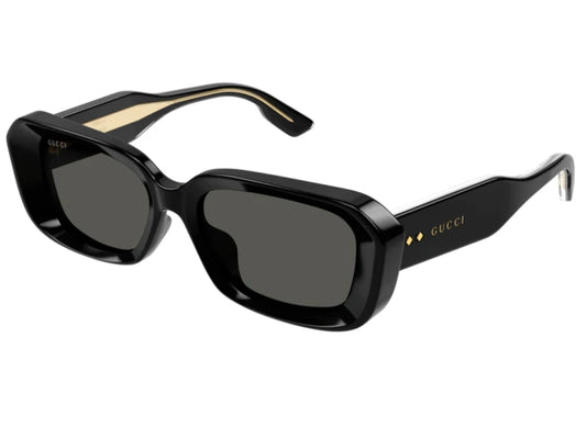Gucci GG1531S Rectangle Sunglasses in Grey/Black, angle view