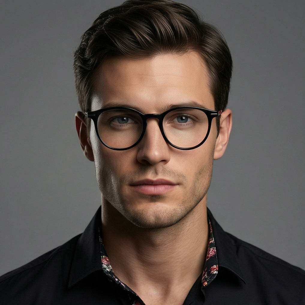 Hugo Boss HG1206 Round Eyeglasses in Black, front view