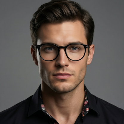 Hugo Boss HG1206 Round Eyeglasses in Black, front view