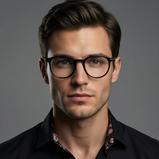 Hugo Boss HG1206 Round Eyeglasses in Black, front view