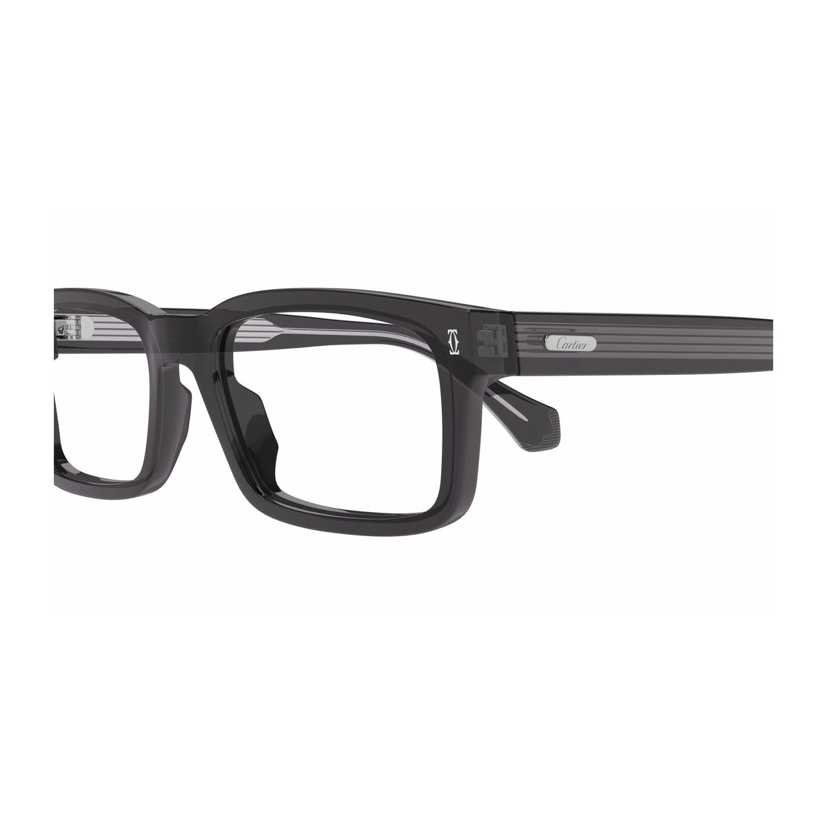Cartier CT0291O Rectangle Eyeglasses in Transparent Lenses With Grey Frame, detail view