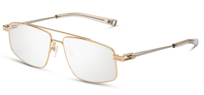 DITA DLX144 Rectangle Eyeglasses in White Gold / Shiny Silver Khaki Crystal, front view