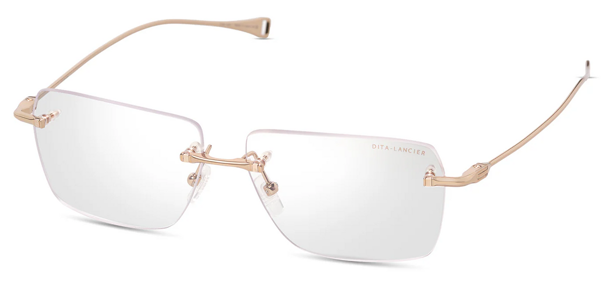 DITA DLX129 Eyeglasses in Clear Gold Sand, angle view
