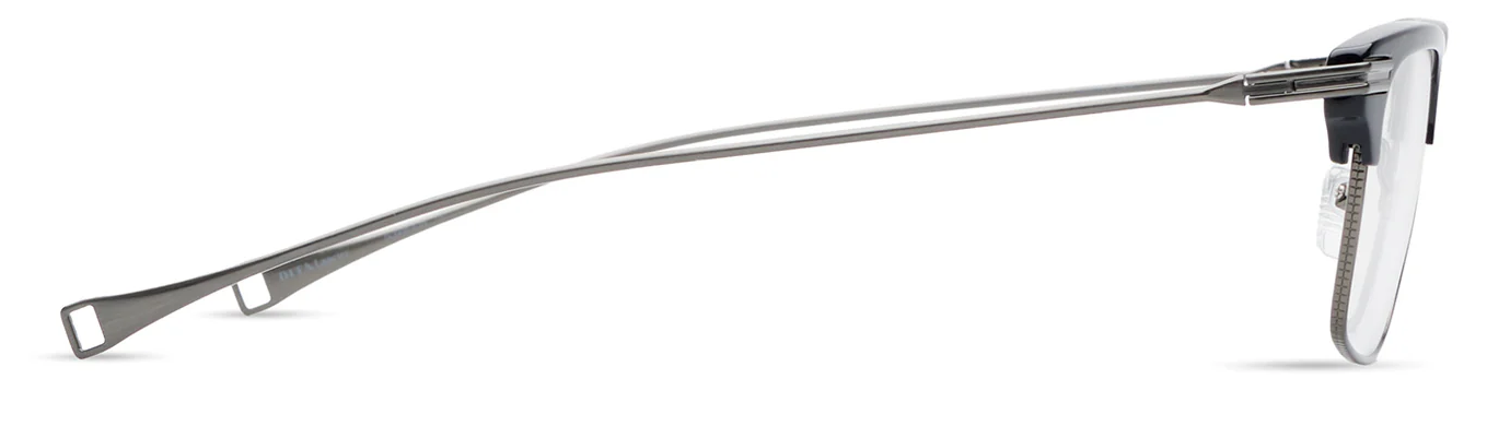 DITA DLX439 Square Eyeglasses in Clear Navy Brushed Antique Silver, side view